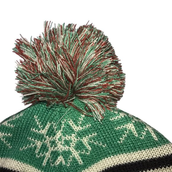 BROOKS Running Beanie Winter Hat with Pom Pom.  Snowman Faces. Knit.  Christmas - Picture 2 of 7